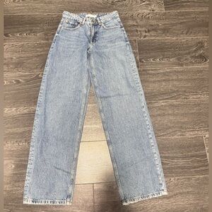 Garage stretchy wide leg high waisted blue jeans size 00